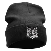 Owl Embroidered 12 Inch Long Knitted Beanie