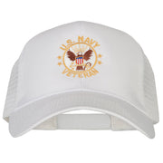 US Navy Veteran Circle Symbol Embroidered Solid Cotton Mesh Pro Cap