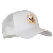 US Navy Veteran Circle Symbol Embroidered Solid Cotton Mesh Pro Cap