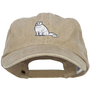 Persian Cat Embroidered Washed Cotton Twill Cap