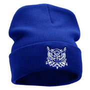 Owl Embroidered 12 Inch Long Knitted Beanie