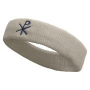 Religious Symbol Embroidered Head Bands Terry - Lt-Grey OSFM