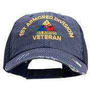 U.S. Army 1st Armored Division Embroidered Low Profile Special Cotton Mesh Cap - Navy OSFM