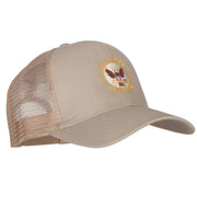 US Navy Veteran Circle Symbol Embroidered Solid Cotton Mesh Pro Cap