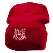 Owl Embroidered 12 Inch Long Knitted Beanie