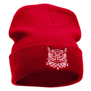 Owl Embroidered 12 Inch Long Knitted Beanie