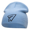 Paper Plane Outline Embroidered Short Knitted Beanie