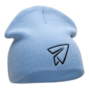 Paper Plane Outline Embroidered Short Knitted Beanie