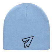 Paper Plane Outline Embroidered Short Knitted Beanie