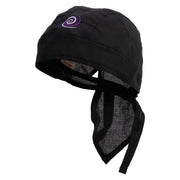 Wind Swirl Embroidered Cotton Poplin Biker Style Head Wrap - Black OSFM