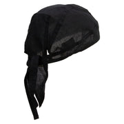 Wind Swirl Embroidered Cotton Poplin Biker Style Head Wrap - Black OSFM
