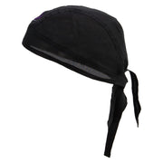 Wind Swirl Embroidered Cotton Poplin Biker Style Head Wrap - Black OSFM