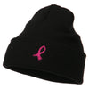 Pink Ribbon Breast Cancer Embroidered Long Beanie