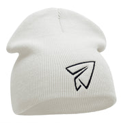 Paper Plane Outline Embroidered Short Knitted Beanie