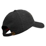 U.S. Army 2nd Armored Division Embroidered Washed Solid Pigment Dyed Cotton Twill Brass Buckle Cap - Black OSFM