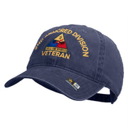 U.S. Army 2nd Armored Division Embroidered Washed Solid Pigment Dyed Cotton Twill Brass Buckle Cap - Navy OSFM