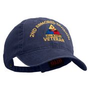 U.S. Army 2nd Armored Division Embroidered Washed Solid Pigment Dyed Cotton Twill Brass Buckle Cap - Navy OSFM
