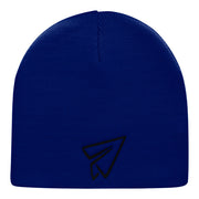 Paper Plane Outline Embroidered Short Knitted Beanie