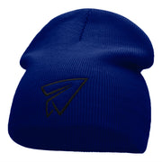 Paper Plane Outline Embroidered Short Knitted Beanie