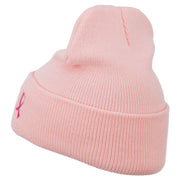 Pink Ribbon Breast Cancer Embroidered Long Beanie