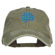 Plaid Shamrock Embroidered Washed Cap