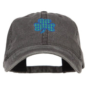 Plaid Shamrock Embroidered Washed Cap