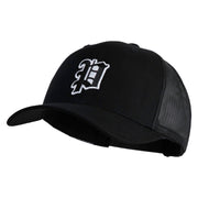 Letter P Iron on Patched Retro Trucker Cap - Black OSFM