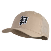 Letter P Iron on Patched Retro Trucker Cap - Khaki OSFM