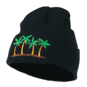 Palm Trees Christmas Lights Embroidered Beanie