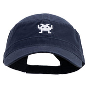 Arcade Game Icon Embroidered Garment Washed Adjustable Army Cap - Navy OSFM