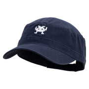 Arcade Game Icon Embroidered Garment Washed Adjustable Army Cap - Navy OSFM