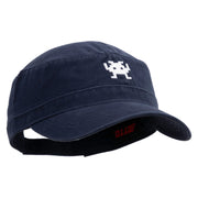 Arcade Game Icon Embroidered Garment Washed Adjustable Army Cap - Navy OSFM