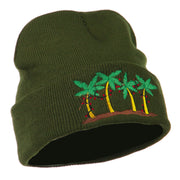 Palm Trees Christmas Lights Embroidered Beanie