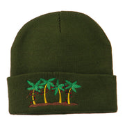 Palm Trees Christmas Lights Embroidered Beanie