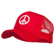 Peace Symbol Embroidered Mesh Cap