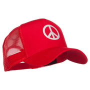 Peace Symbol Embroidered Mesh Cap