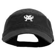 Arcade Game Icon Embroidered Garment Washed Adjustable Army Cap - Black OSFM