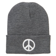 Peace Symbol Embroidered Long Beanie