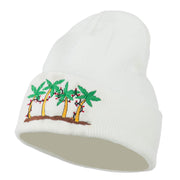 Palm Trees Christmas Lights Embroidered Beanie