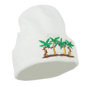 Palm Trees Christmas Lights Embroidered Beanie