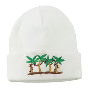 Palm Trees Christmas Lights Embroidered Beanie