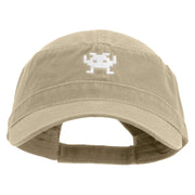 Arcade Game Icon Embroidered Garment Washed Adjustable Army Cap - Khaki OSFM