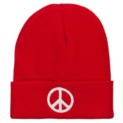 Peace Symbol Embroidered Long Beanie