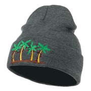 Palm Trees Christmas Lights Embroidered Beanie