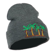 Palm Trees Christmas Lights Embroidered Beanie