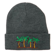 Palm Trees Christmas Lights Embroidered Beanie