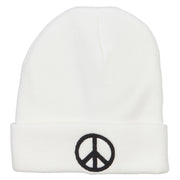 Peace Symbol Embroidered Long Beanie