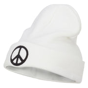 Peace Symbol Embroidered Long Beanie