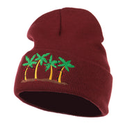 Palm Trees Christmas Lights Embroidered Beanie