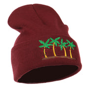 Palm Trees Christmas Lights Embroidered Beanie